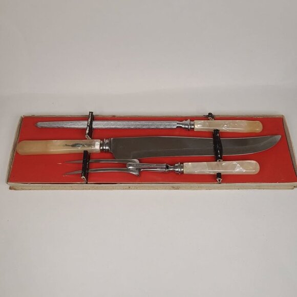 Vintage Carving Set Atkinson Bros Sheffield England Stainless Steel - Picture 1 of 10